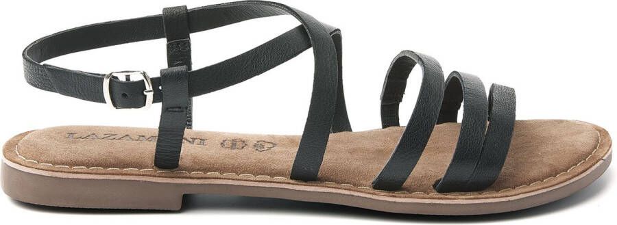 Lazamani Leren slingback sandaal Zwart Leer Platte sandalen Dames - Foto 4