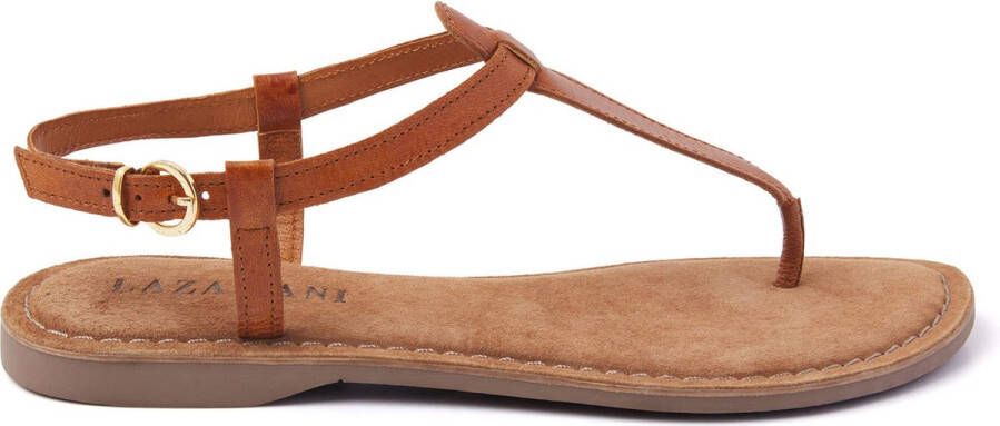 Lazamani Leren Sandalen met Gouden Gesp Brown Dames - Foto 4