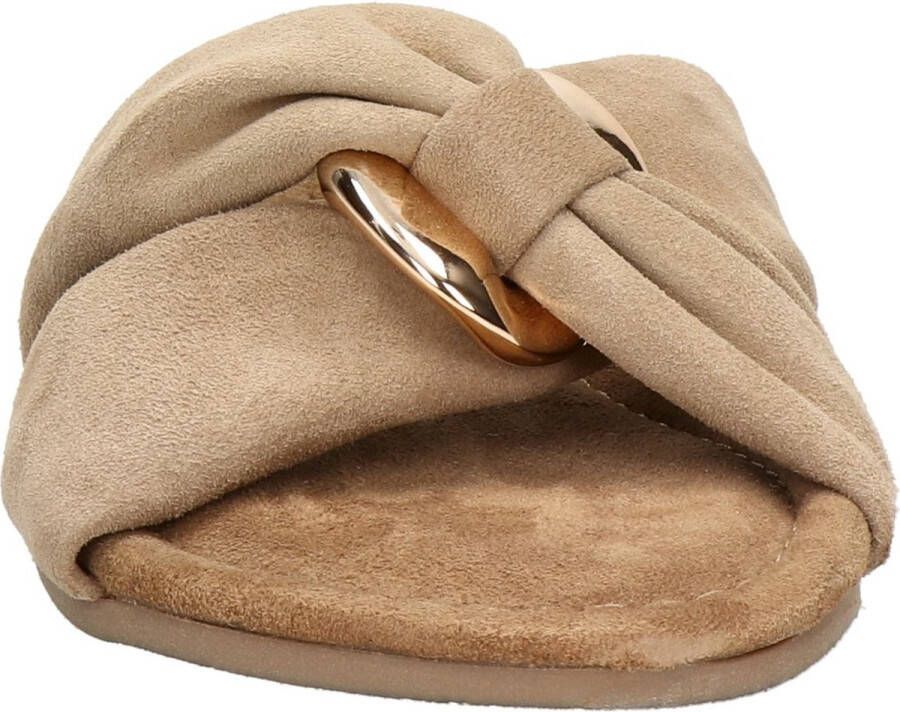 Lazamani Ladies mules crossed strap chamul Beige Suede Geen Dames