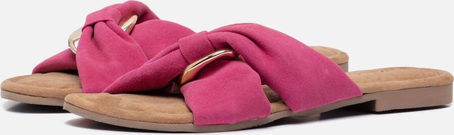 Lazamani suède slippers met gesp fuchsia - Foto 2