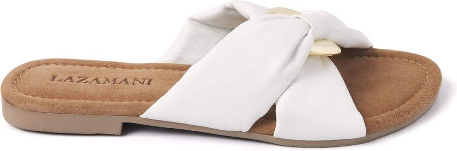 Lazamani suède slippers met gesp wit - Foto 2