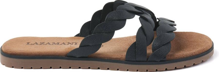 Lazamani zwarte leren slipper Zwart Leer Leren slippers Dames
