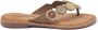 Lazamani Leren versierde teenslipper Beige Leer Teenslippers Dames - Thumbnail 4