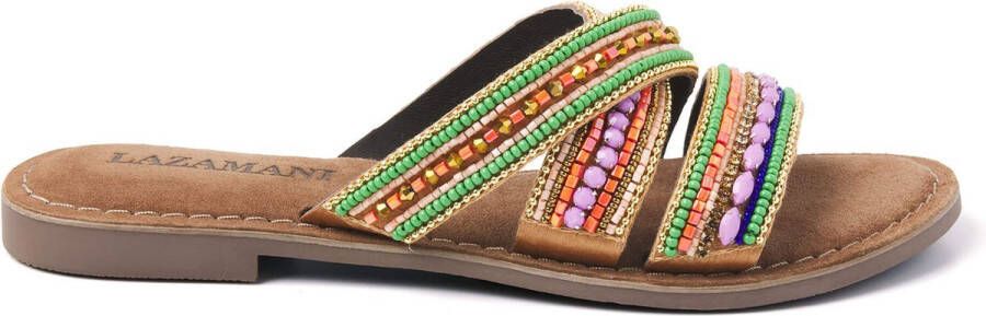 Lazamani Marlin Leren Dames Slippers Lilac Multi