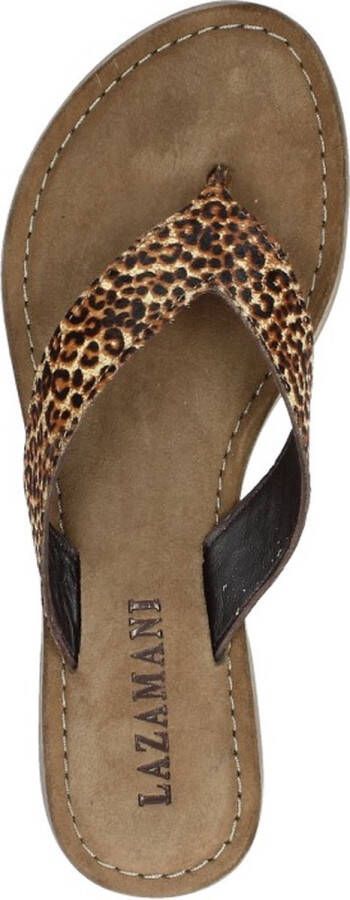 Lazamani Dames slippers Teenslippers Cognac