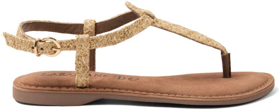 Lazamani Dia Dames Sandalen Raffia Gold