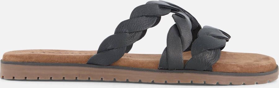Lazamani zwarte leren slipper Zwart Leer Leren slippers Dames