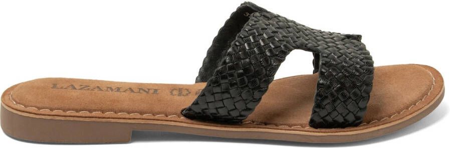 Lazamani Flor Dames Slippers Leer Black