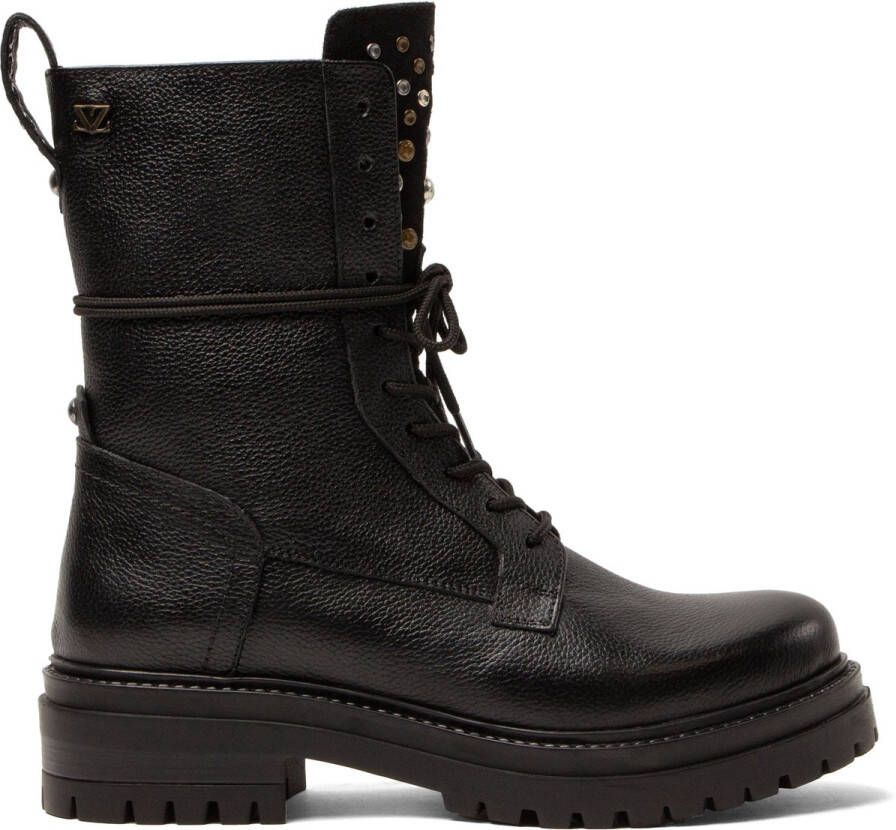 Lazamani Jessie Dames Veterboots Leer Black