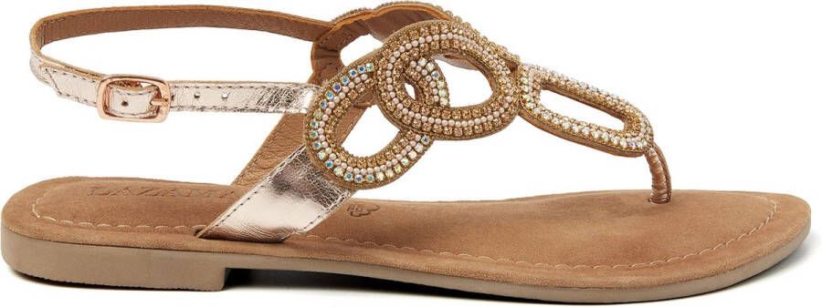Lazamani Kate Leren Dames Sandalen Peach