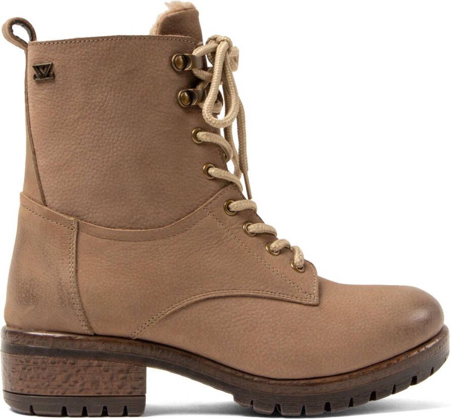 Lazamani Kia Dames Veterboots Leer Taupe