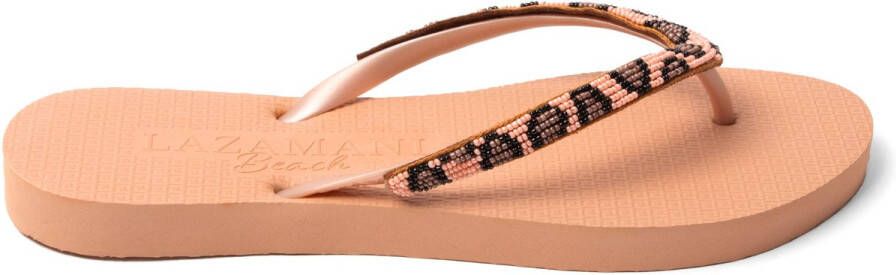 Lazamani Lanzarote Beach Dames Slippers Leopard Peach