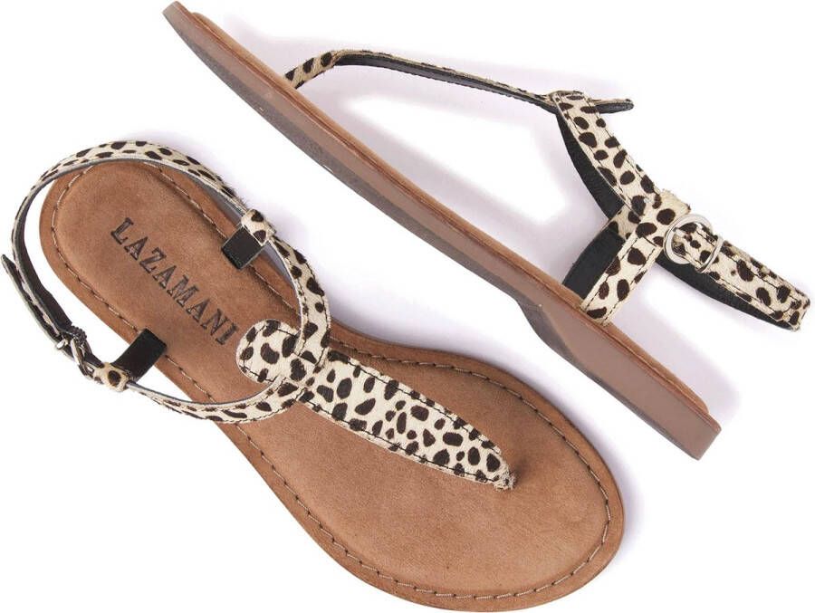 Lazamani 75.611 leren sandalen met panterprint - Foto 5