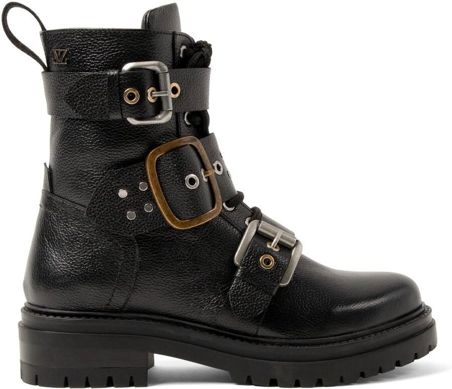 Lazamani Abby Dames Biker Boots Leer Black