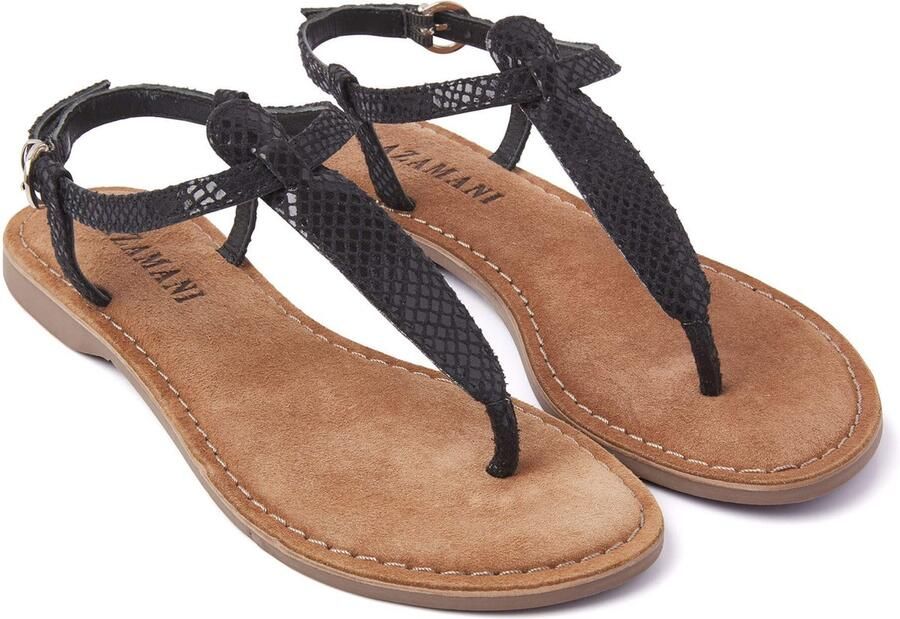 Lazamani 75.611 leren sandalen met slangenprint zwart - Foto 3