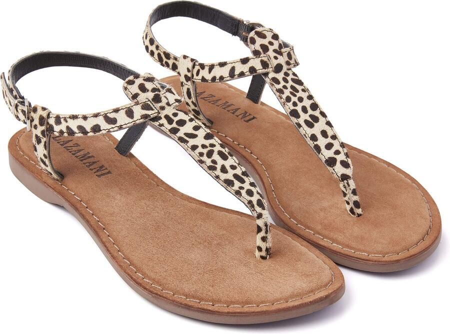 Lazamani 75.611 leren sandalen met panterprint - Foto 3