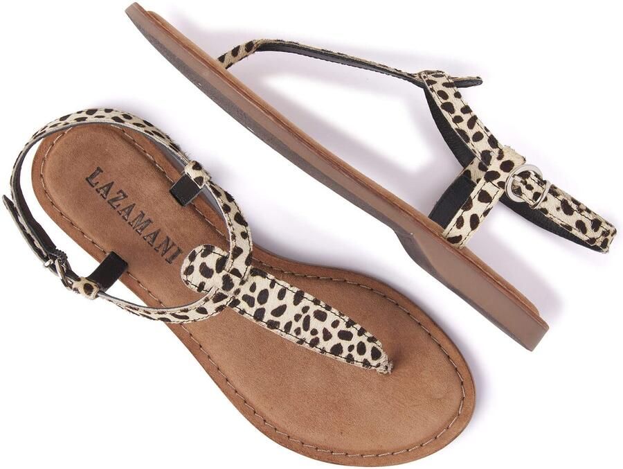 Lazamani 75.611 leren sandalen met panterprint - Foto 2