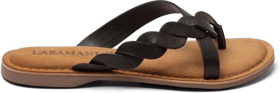 Lazamani Avi Dames Teenslippers Leer Black