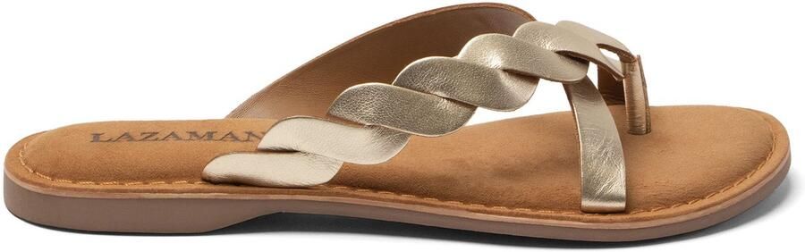 Lazamani Avi Dames Teenslippers Leer Gold