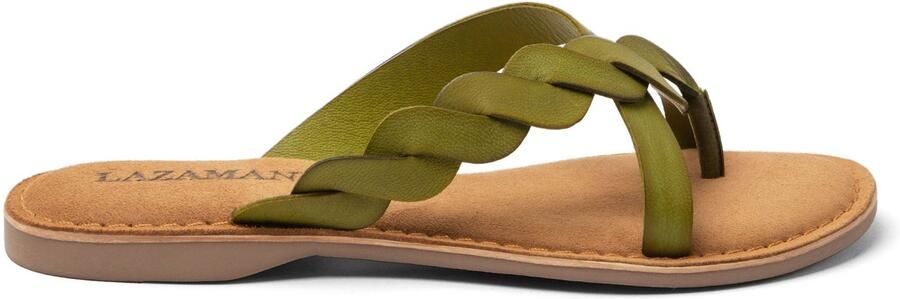 Lazamani Avi Dames Teenslippers Leer Green