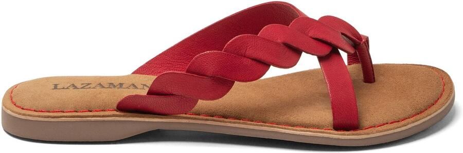 Lazamani Avi Dames Teenslippers Leer Red