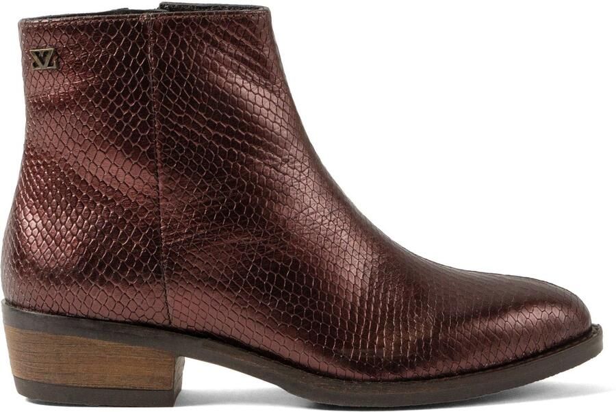 Lazamani Beverly Dames Enkellaarsjes Leer Merlot