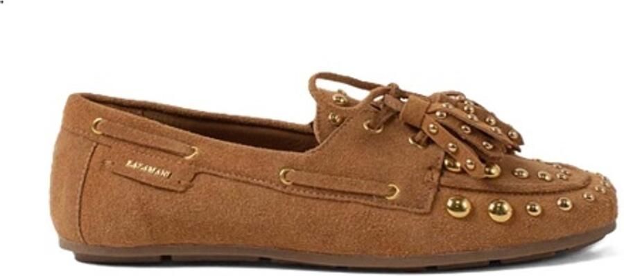 Lazamani bruin suède loafers met gouden studs - Foto 4