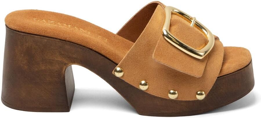Lazamani Celia Dames Clogs Suede Cuoio