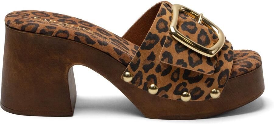 Lazamani Celia Dames Clogs Suede Leopard