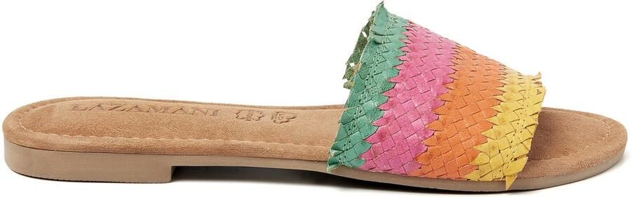 Lazamani Modieuze Oranje Geweven Slippers Multicolor Dames - Foto 6