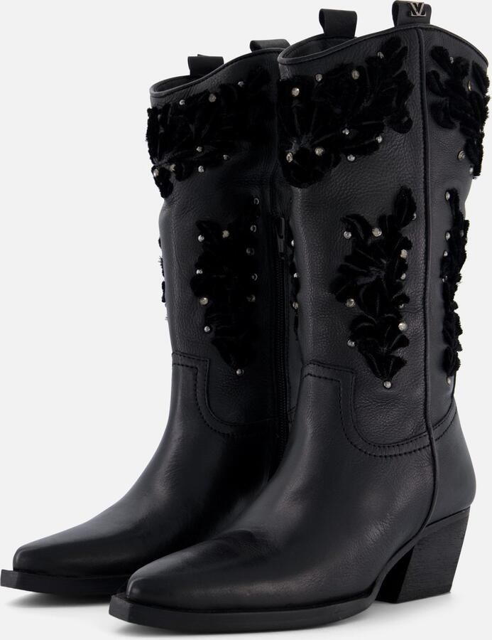 Lazamani Cowboylaarzen velvet zwart Leer