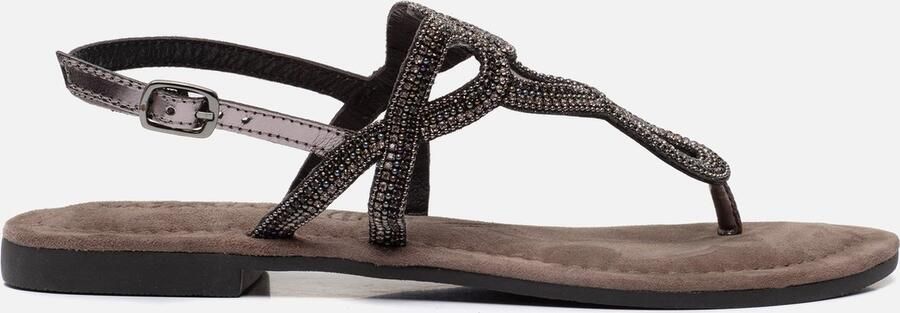 Lazamani Bronzen Sandaal met Strass en Kralen Brown Dames - Foto 3