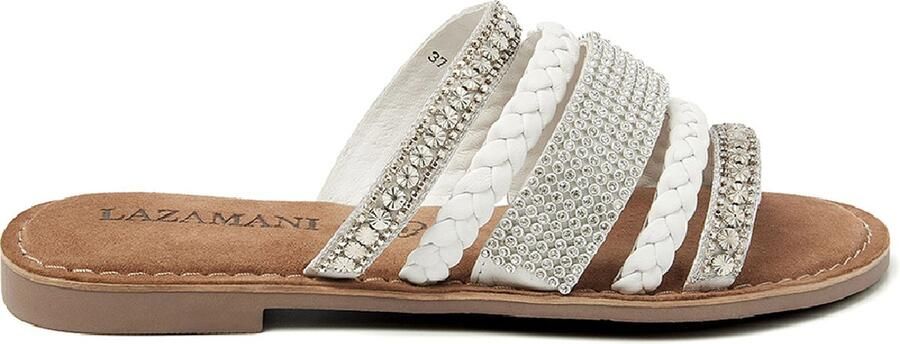 Lazamani Dames Slippers Leer 75.879 White