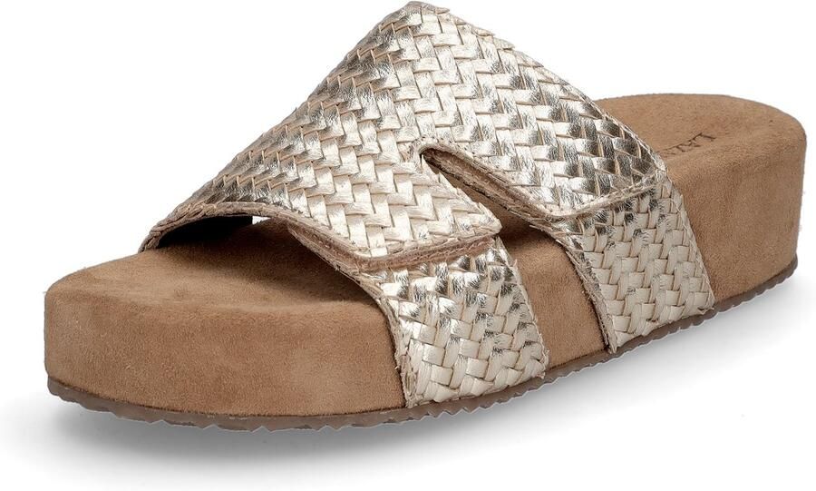 Lazamani Mille Dames Slippers Leer Gold