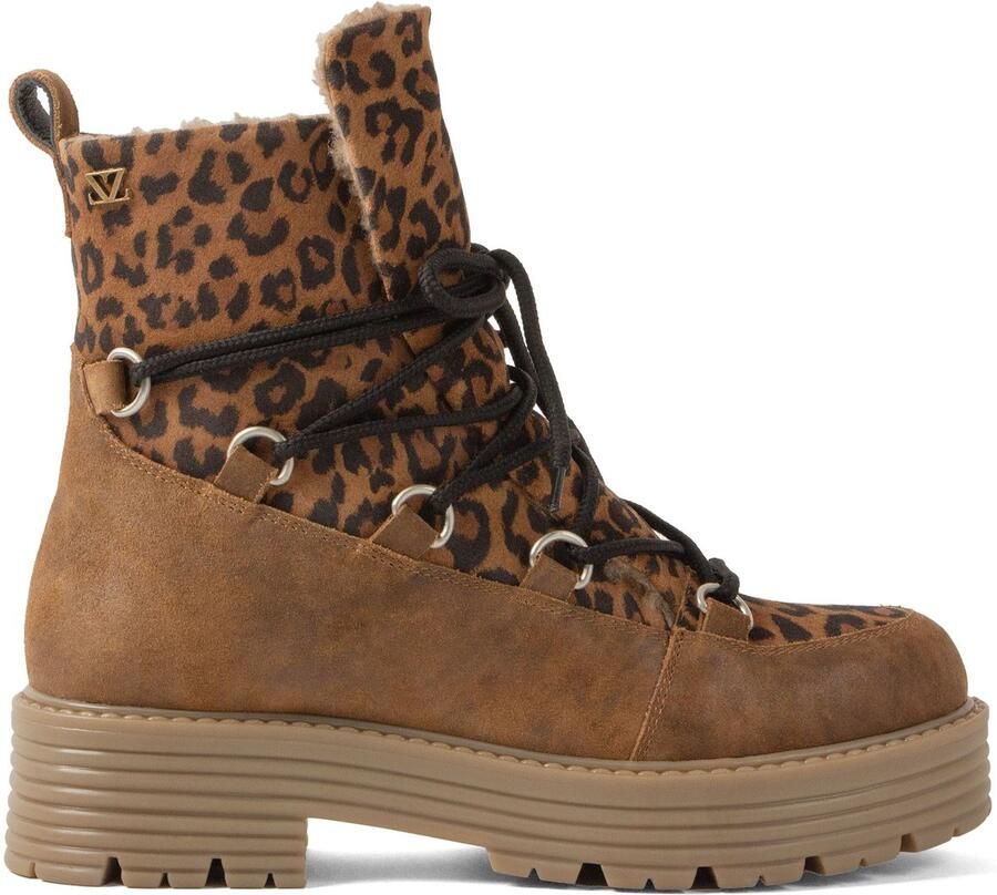 Lazamani Desi Dames Veterboots Suede Tan Leo