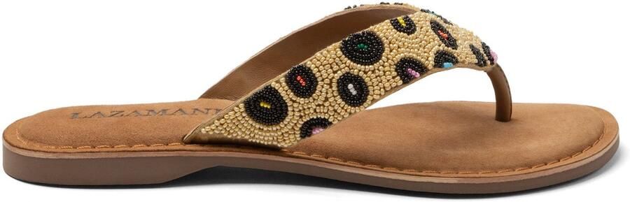 Lazamani Ebba Dames Slippers Leer Beige