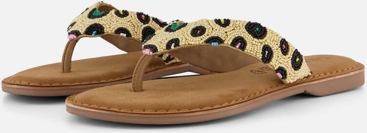 Lazamani Ebba Dames Slippers Leer Beige