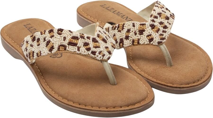 Lazamani Ebba Dames Slippers Leer Offwhite