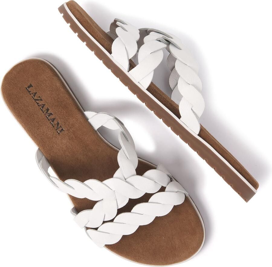 Lazamani Eden Leren Dames Slippers White - Foto 2