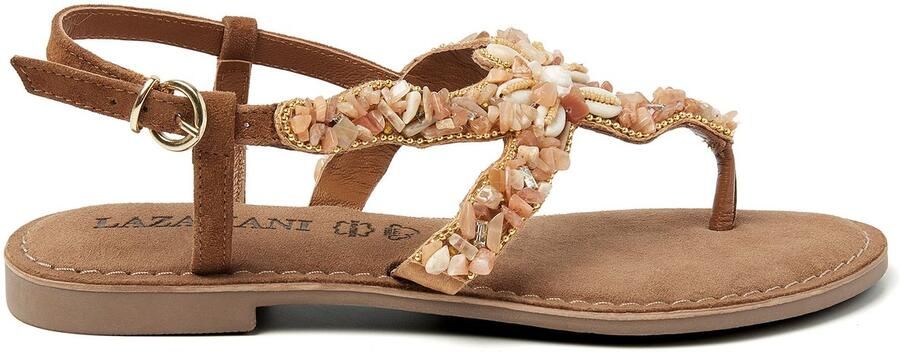Lazamani Greta Suede Dames Sandalen Tan