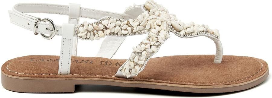 Lazamani Greta Suede Dames Sandalen White