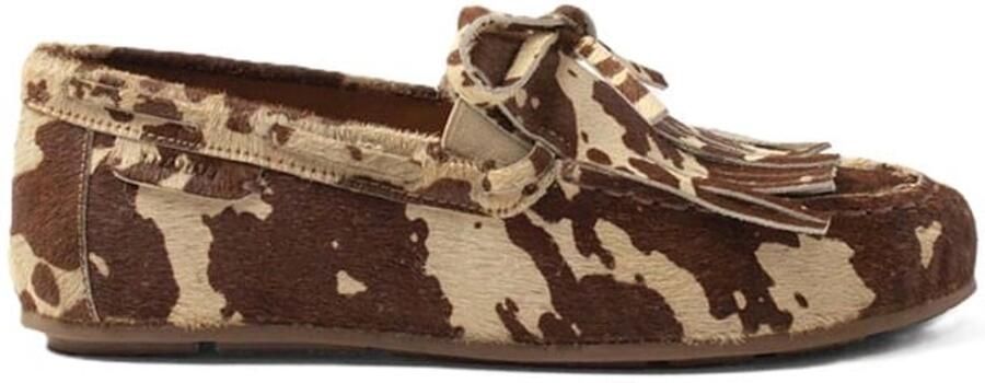 Lazamani hairy leren loafers met koeienprint