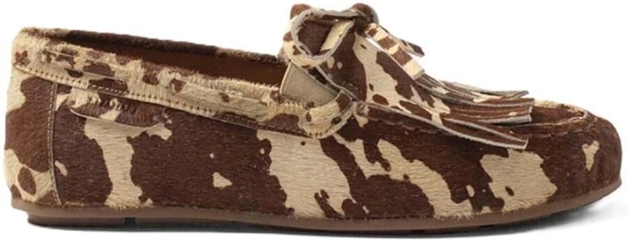 Lazamani hairy leren loafers met koeienprint