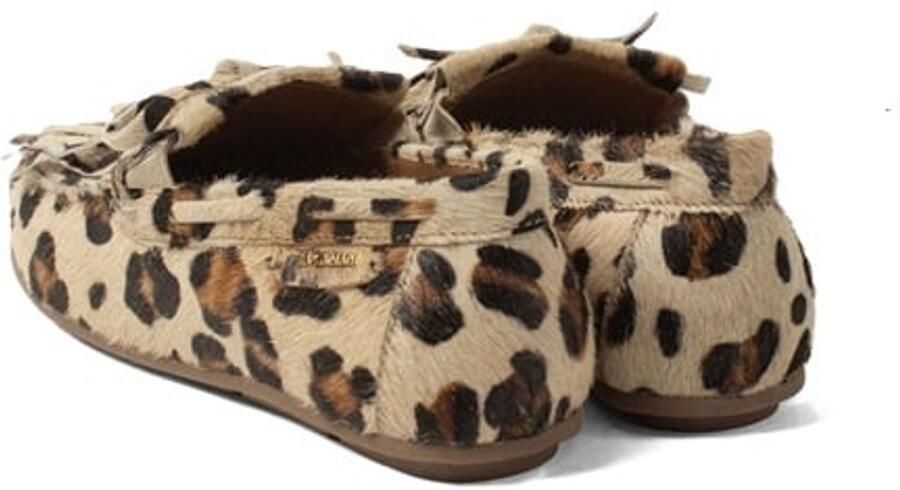Lazamani hairy leren loafers met luipaardprint
