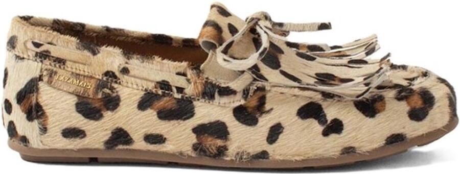 Lazamani hairy leren loafers met luipaardprint