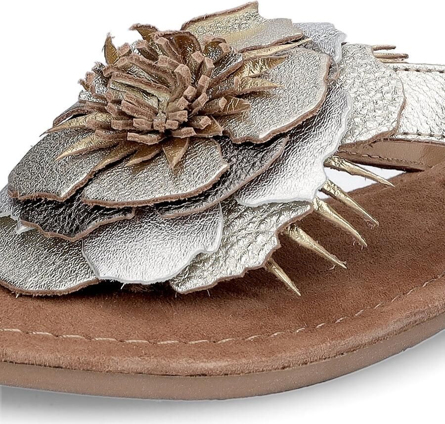 Lazamani Hilde Dames Teenslippers Leer Gold