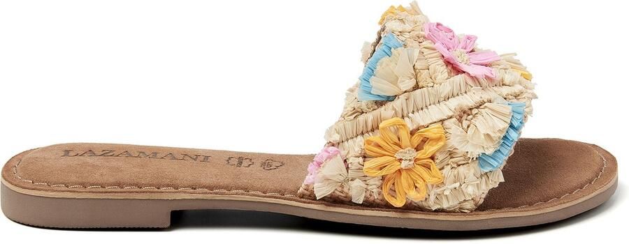 Lazamani Jolie Raffia Dames Slippers Beige
