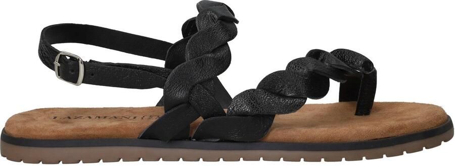 Lazamani Jona leren sandalen met gevlochten zwart - Foto 4
