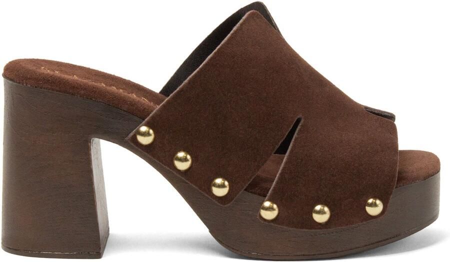 Lazamani Juna Dames Clogs Suede Brown