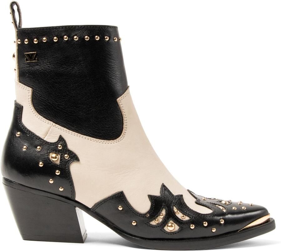 Lazamani Kaia Dames Enkellaarsjes Leer Black White